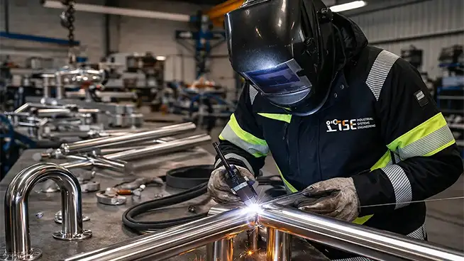 Protsessitorustikud ja seadmete paigaldus. | Industrial System Engineering OÜ | Protsessitorustike ja tootmisseadmete projekteerimine, valmistamine ning paigaldus. EN ISO 3834-3 sertifitseeritud keevitustööd, orbitaalkeevitus, NDT kontroll.